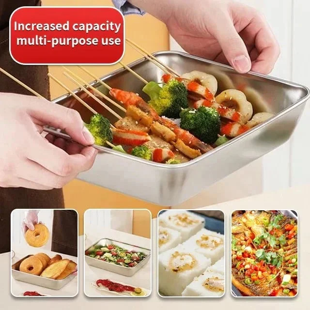 🔥LAST DAY 49% OFF-Stainless Steel Square Plate（With Lid）