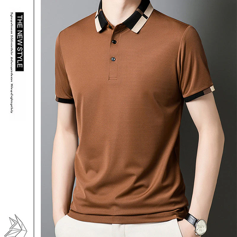 🔥Today 50% off🔥Men's Stretch Ice Silk Short Sleeve Lapel T-shirt