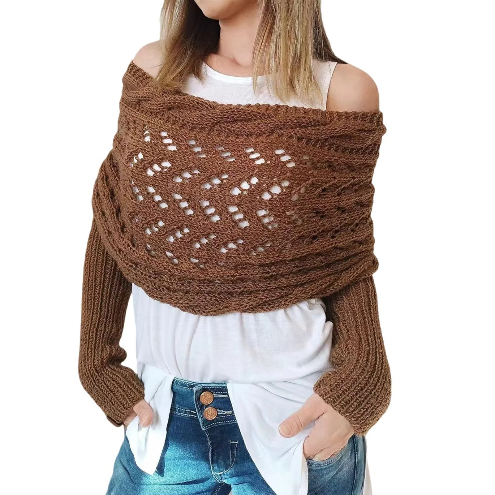 🔥Last Day Sale 49%🔥🧶Women's Knitted Double Sleeve Scarf🧣