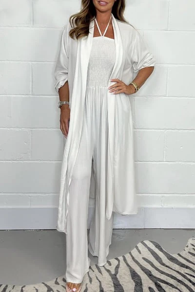 🎁2024 fashion women's backless lace-up 2-piece wide-leg set