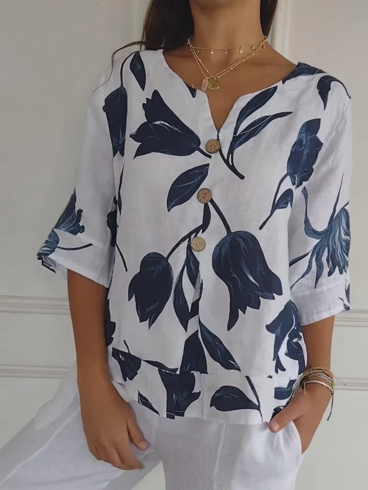 🔥Last Day Sale 49%🔥🌷Printed V-neck Tunic Top🌷
