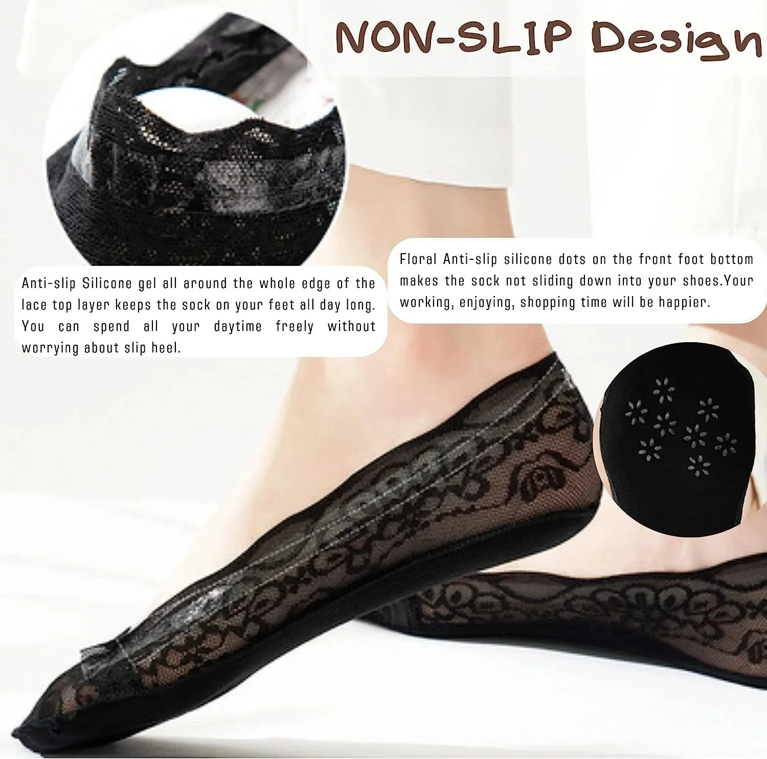 Lace No Show Liner Socks for Women