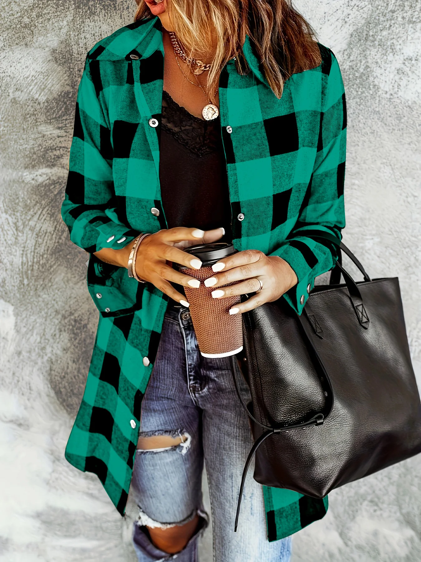 Women's Flannel Long Sleeve Plaid Button Down Shirts