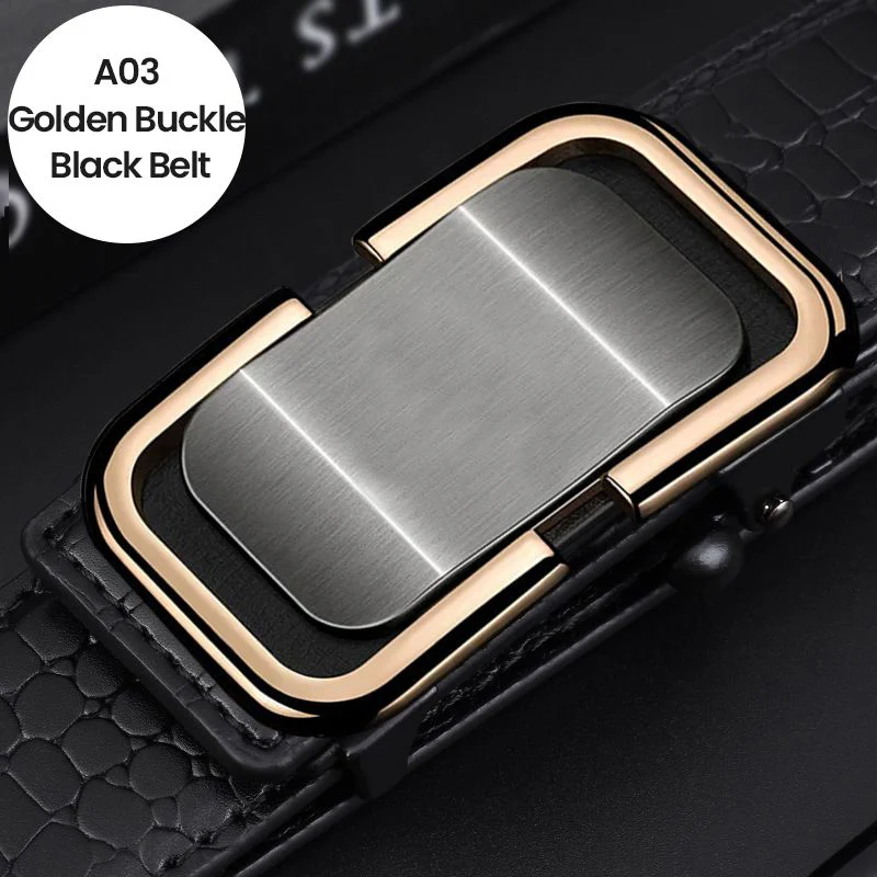 Great Gift! Men’s Luxury Crocodile Pattern Leather Belt Automatic Buckle