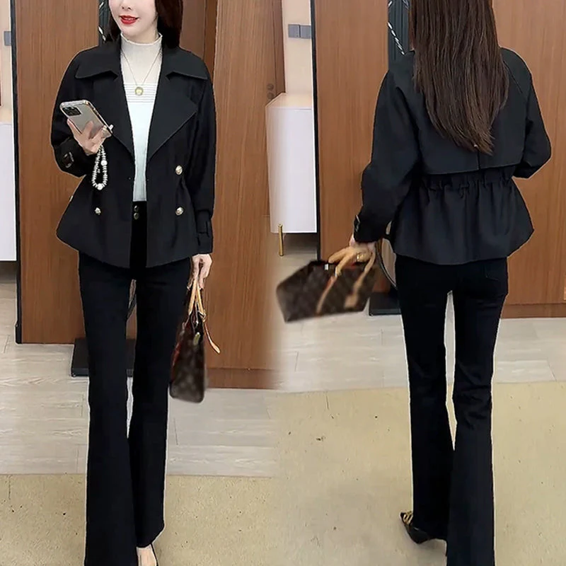Women's Lapel Double Breasted Short Coats