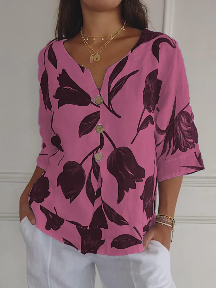 🔥Last Day Sale 49%🔥🌷Printed V-neck Tunic Top🌷