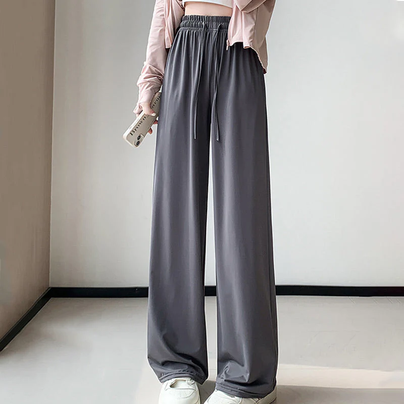 Casual Cool Feeling Drawstring Wide Leg Pants