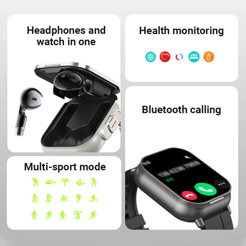 🔥2025 new hot sale🔥 2-in-1 Bluetooth Earphones Smartwatch