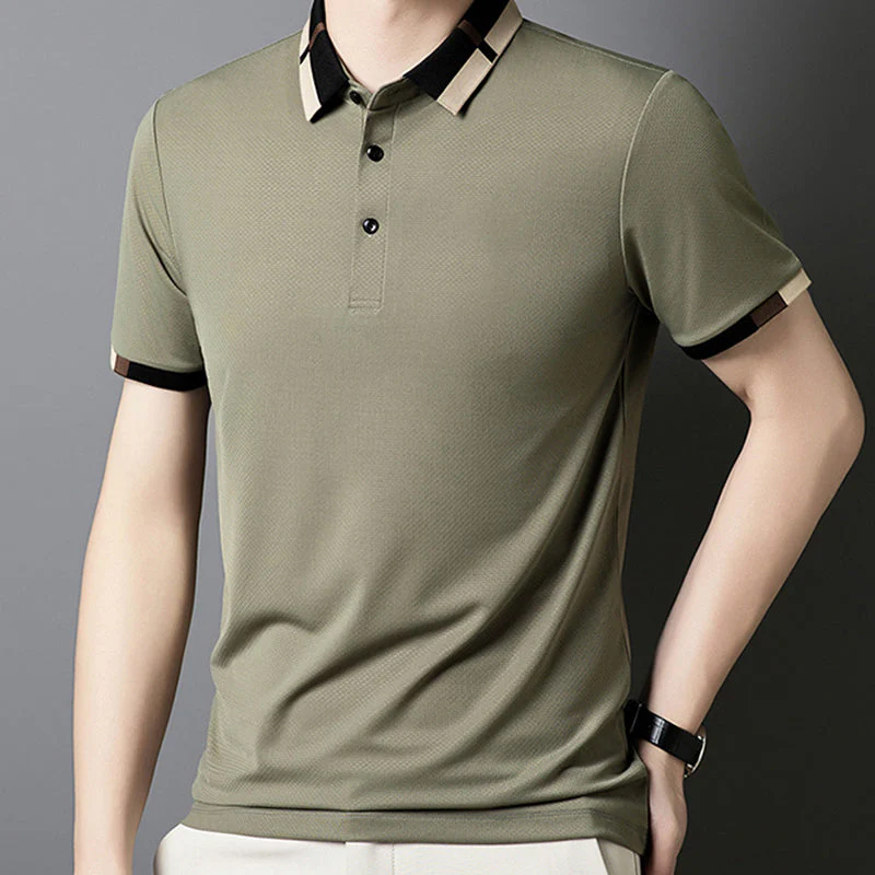 🔥Today 50% off🔥Men's Stretch Ice Silk Short Sleeve Lapel T-shirt