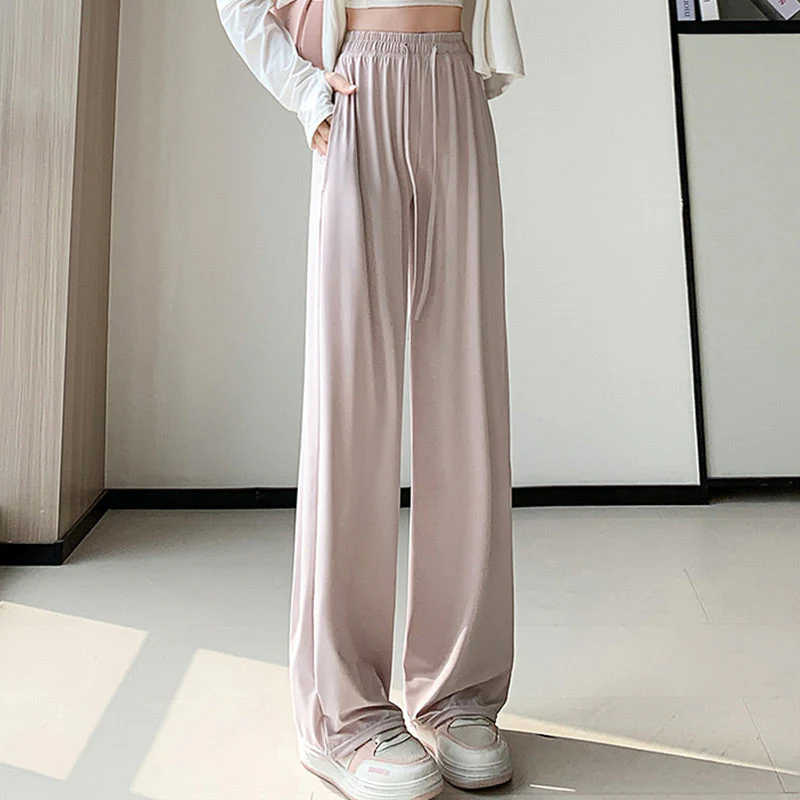 Casual Cool Feeling Drawstring Wide Leg Pants