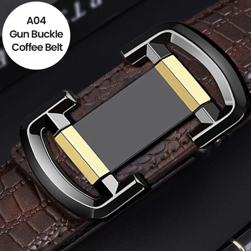 Great Gift! Men’s Luxury Crocodile Pattern Leather Belt Automatic Buckle