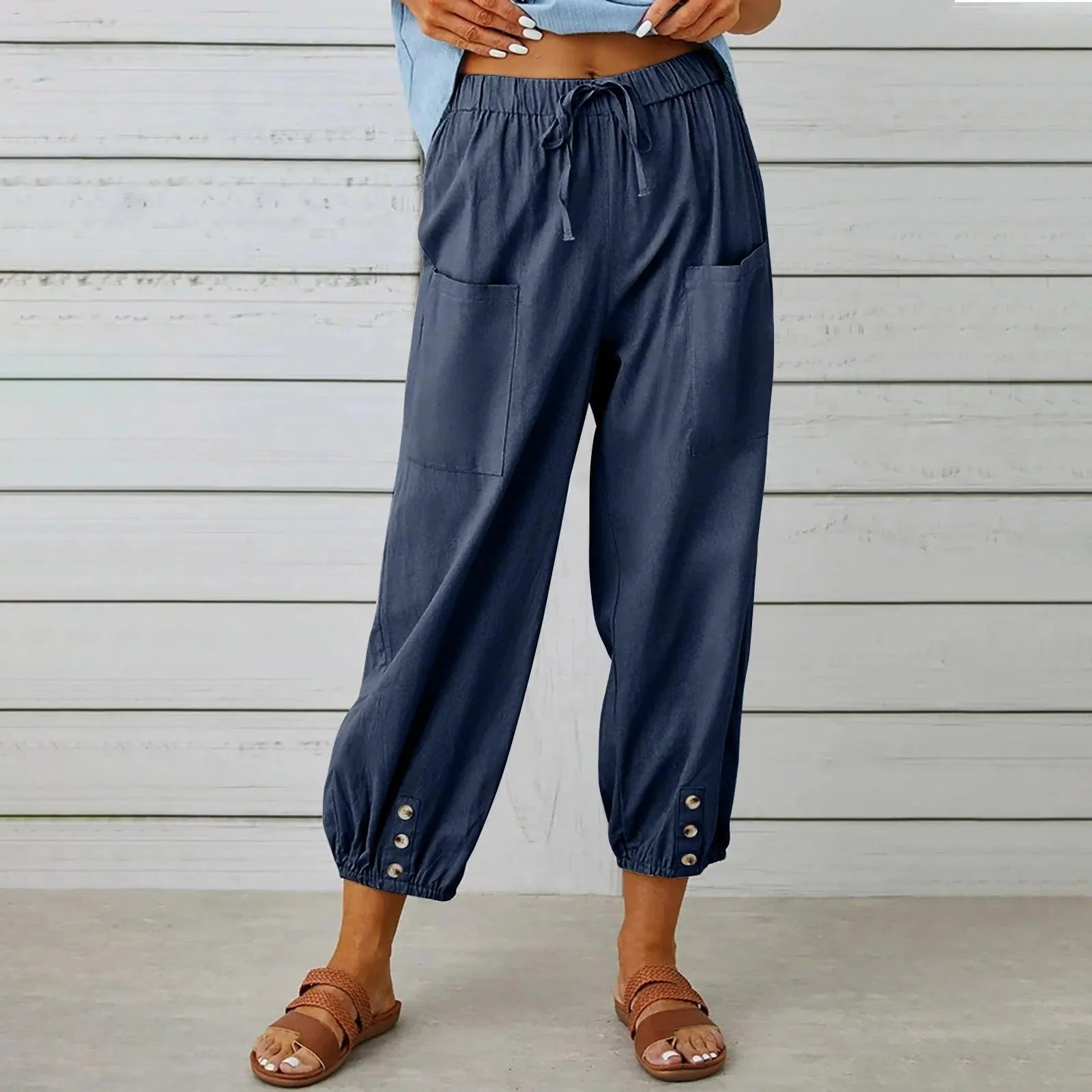 🔥New Arrival Hot Sale - 50% OFF🔥Women's Capri Pants Wide Leg Drawstring👖