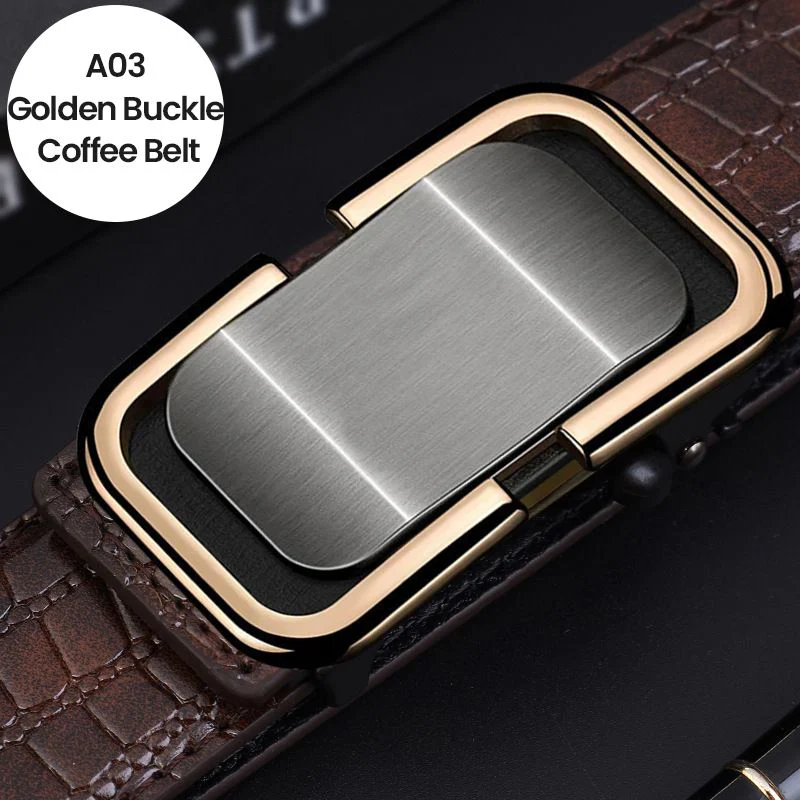 Great Gift! Men’s Luxury Crocodile Pattern Leather Belt Automatic Buckle