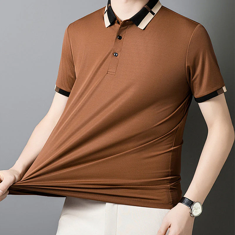 🔥Today 50% off🔥Men's Stretch Ice Silk Short Sleeve Lapel T-shirt