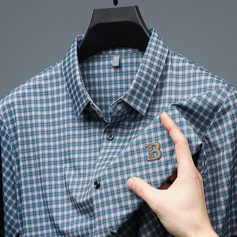 Men's Casual Plaid Short Sleeve Shirt