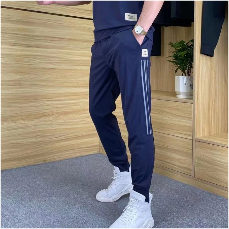 Men's High Stretch Short Sleeve Top & Jogging Pants 2-Piece Set