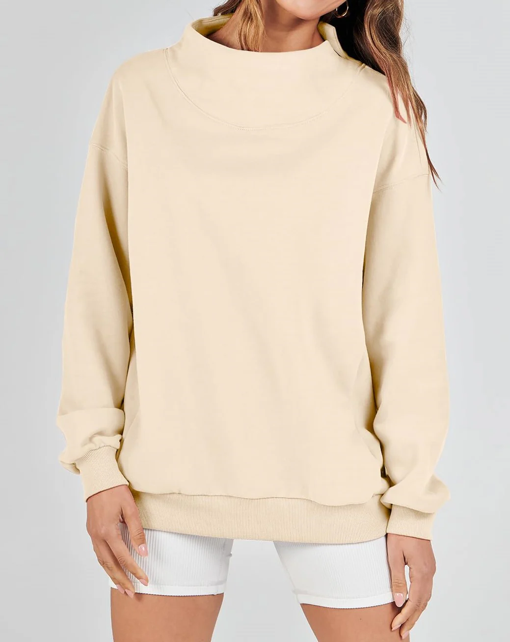 🔥Last Day Sale 49%🔥Women's Slit Mock Neck Oversized Sweatshirt
