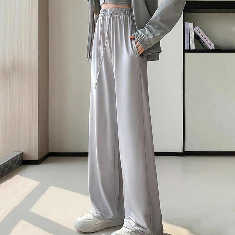 Casual Cool Feeling Drawstring Wide Leg Pants