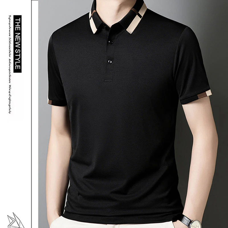 🔥Today 50% off🔥Men's Stretch Ice Silk Short Sleeve Lapel T-shirt