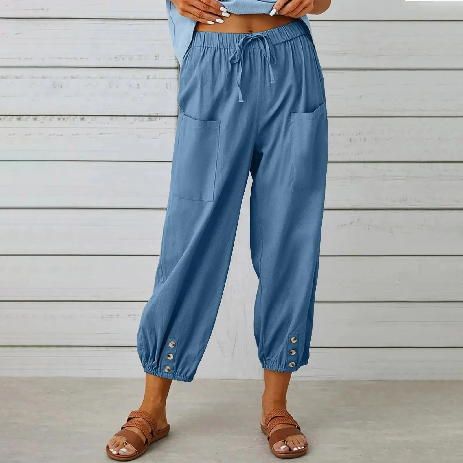 🔥New Arrival Hot Sale - 50% OFF🔥Women's Capri Pants Wide Leg Drawstring👖