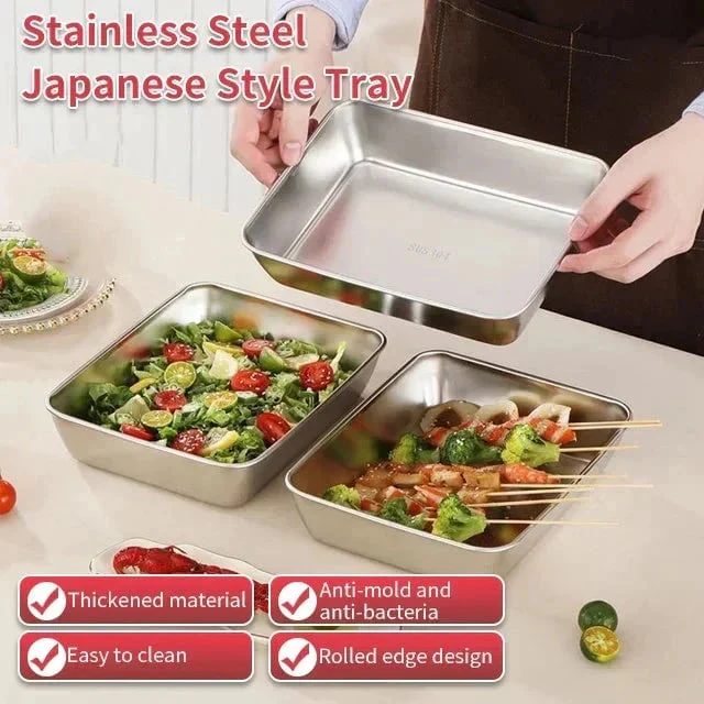 🔥LAST DAY 49% OFF-Stainless Steel Square Plate（With Lid）