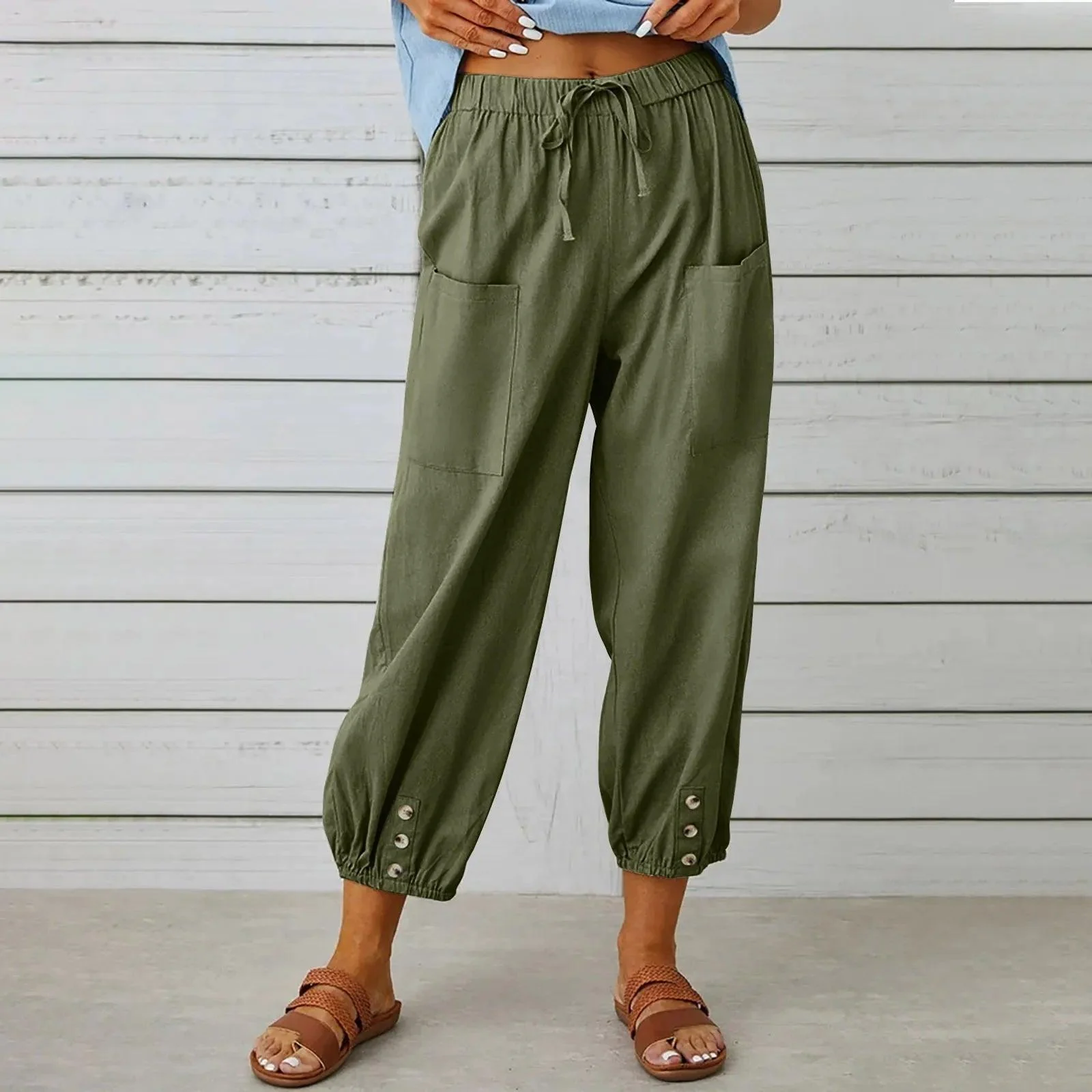 🔥New Arrival Hot Sale - 50% OFF🔥Women's Capri Pants Wide Leg Drawstring👖