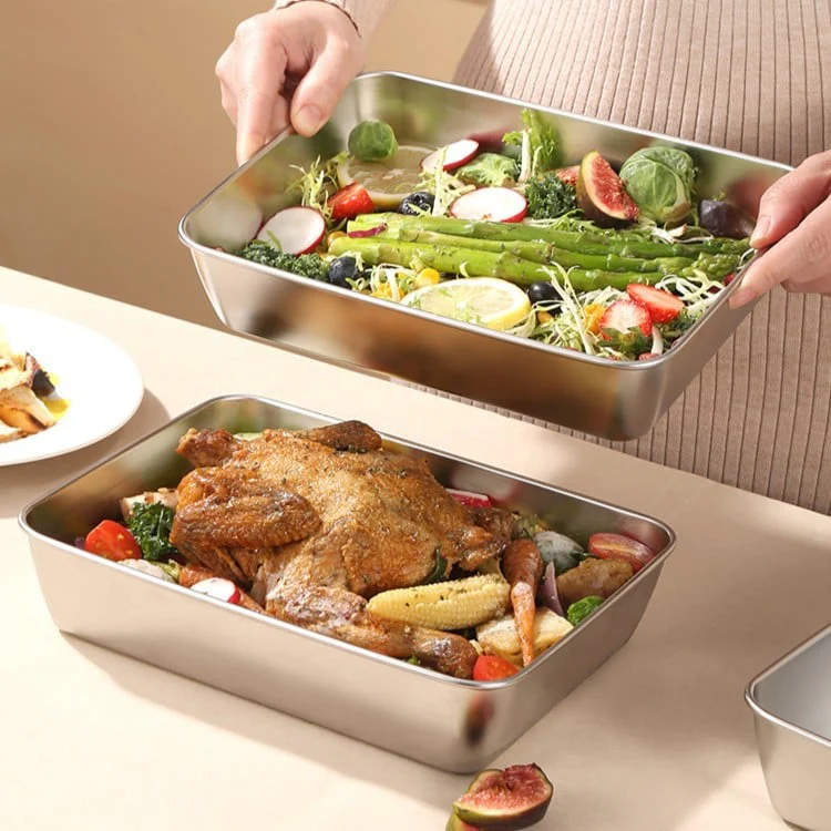 🔥LAST DAY 49% OFF-Stainless Steel Square Plate（With Lid）