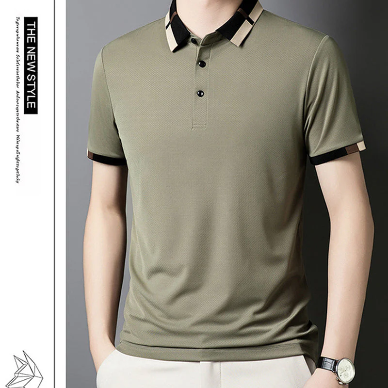 🔥Today 50% off🔥Men's Stretch Ice Silk Short Sleeve Lapel T-shirt