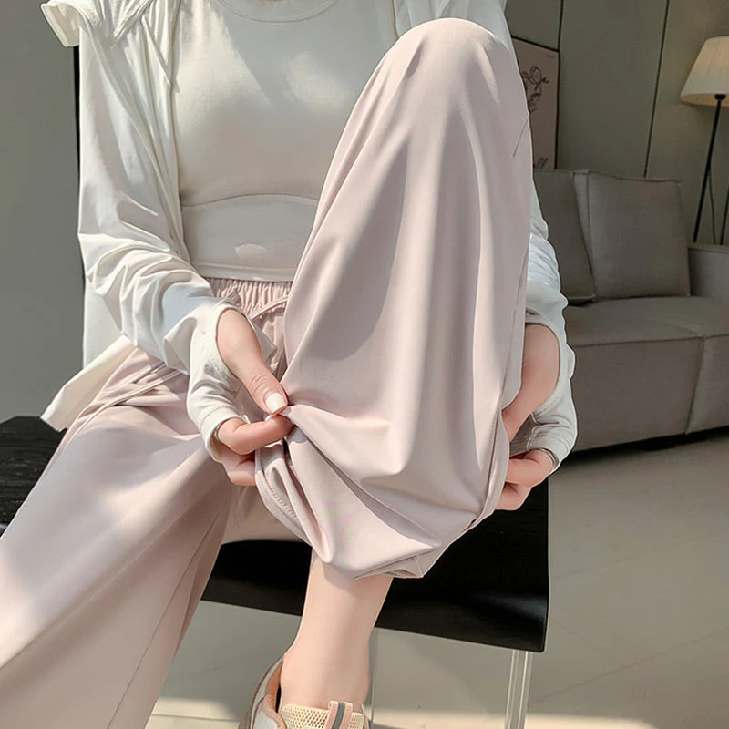 Casual Cool Feeling Drawstring Wide Leg Pants