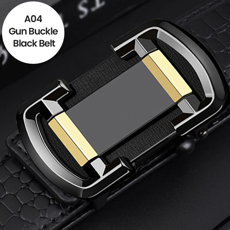 Great Gift! Men’s Luxury Crocodile Pattern Leather Belt Automatic Buckle