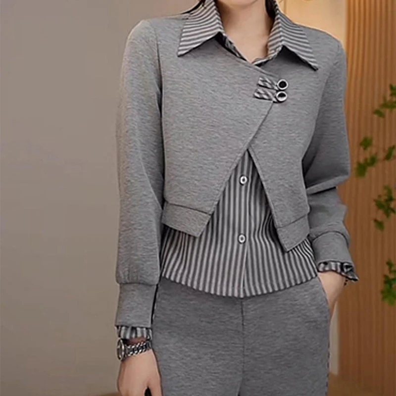 ⏳ Limited time 50% off! 💥Women's Fake 2 Piece Top & Straight Leg Pants 2-PCS Set