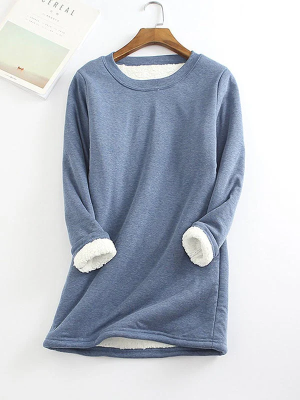 ❄Get ready for the cold season❄Women‘s NEW Casual Cotton Round Neck Solid Sweatshirt🙋‍♀️