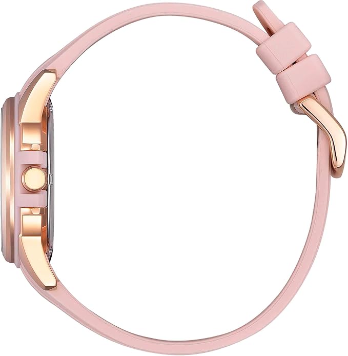 Women's Sports Watch, Rose Gold-Tone Stainless Steel Watch, Pink Silicone Strap, White Dial