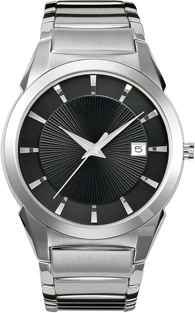 Men's Three-Hand Calendar Date Quartz Watch, Patterned Dial, 38mm