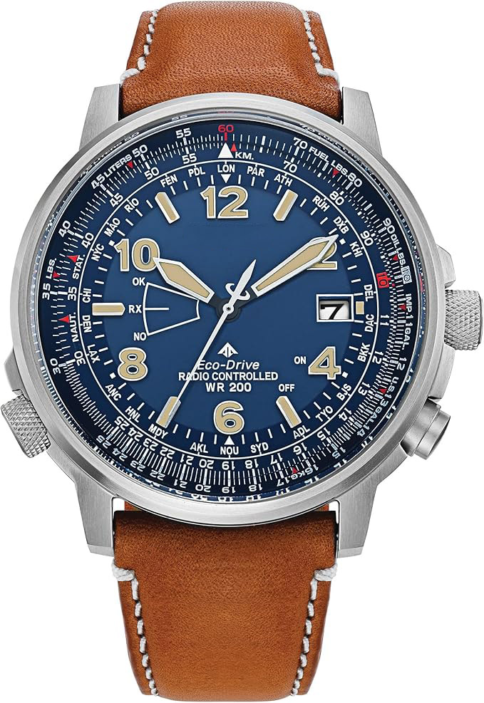 Men's Eco-Drive Sports Leather Strap Watch