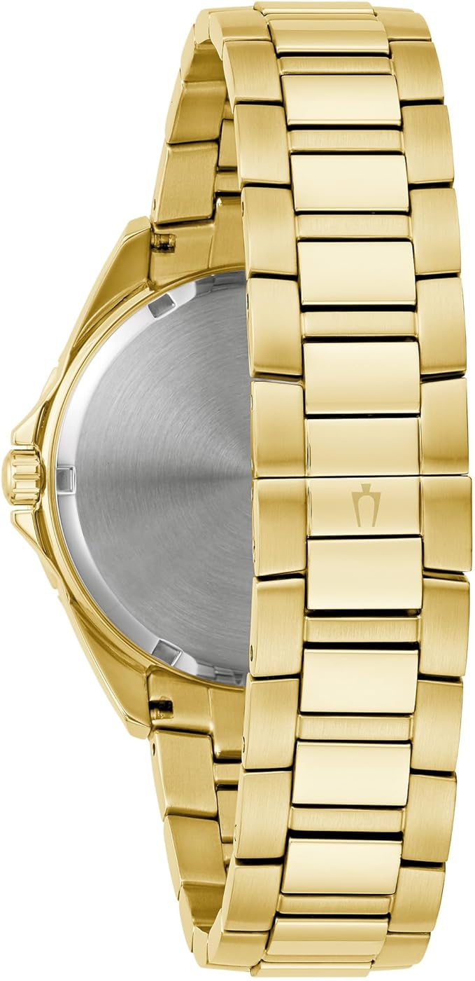 Men's Crystal Phantom Gold-Tone Stainless Steel Three-Hand Watch with Rainbow Crystal Bezel and Gold-Tone Dial with Center Gemstone