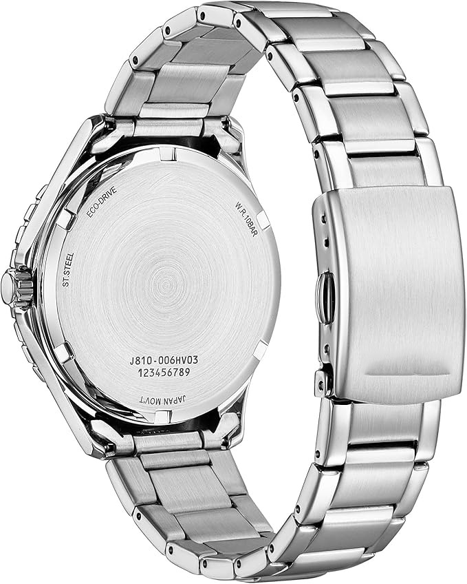 Men's automatic watch with stainless steel case and strap, day/date calendar, 50m water resistance, and 41-hour power reserve