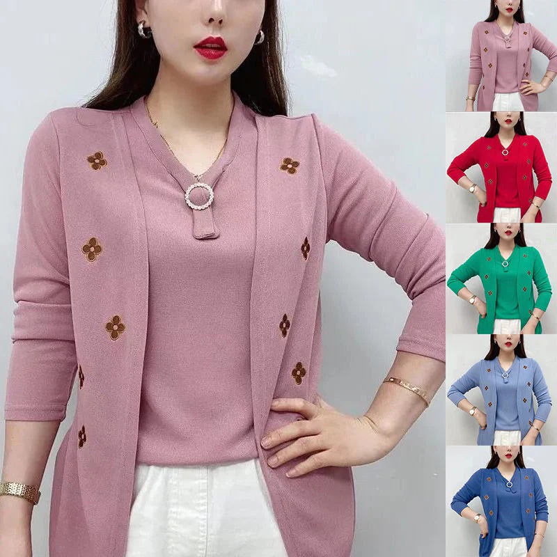 š„Last Day Sale 49%š„Women's Elegant Embroidered Flowers V-Neck Top