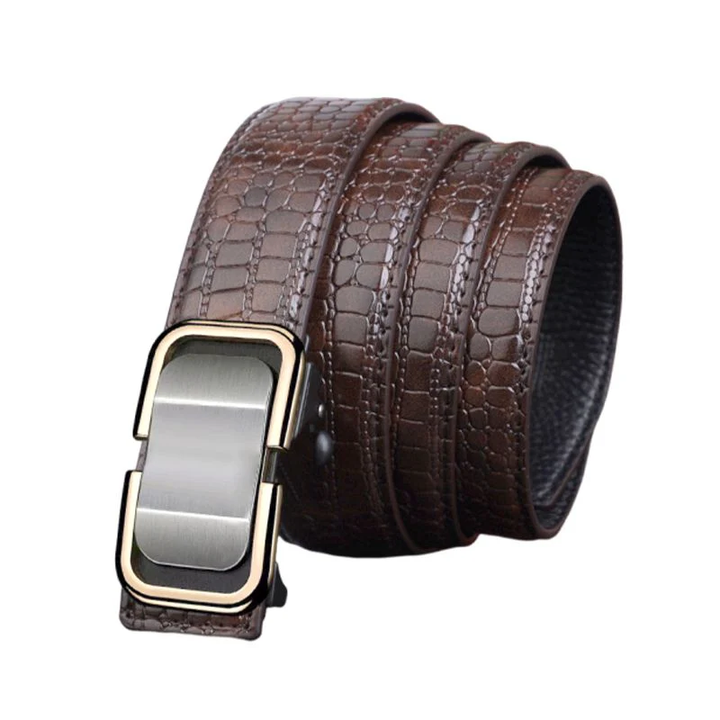 Great Gift! Menās Luxury Crocodile Pattern Leather Belt Automatic Buckle