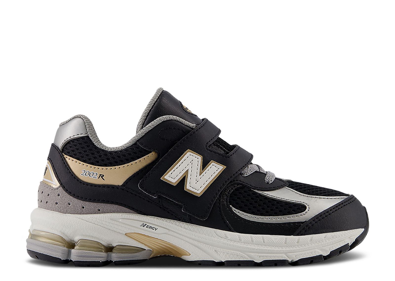 New Balance 2002R Hook & Loop Little Kid Wide 'Black Sea Salt Gold'