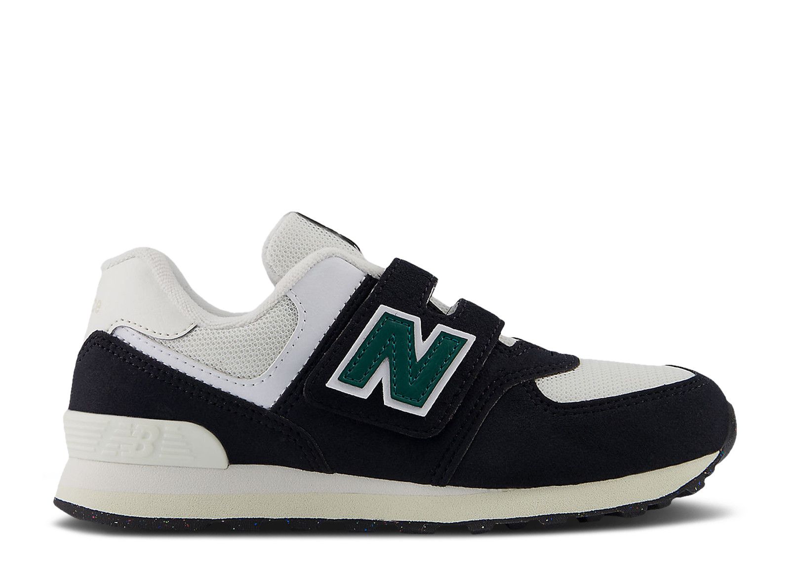 New Balance 574 Hook & Loop Little Kid Wide 'Black Marsh Green'