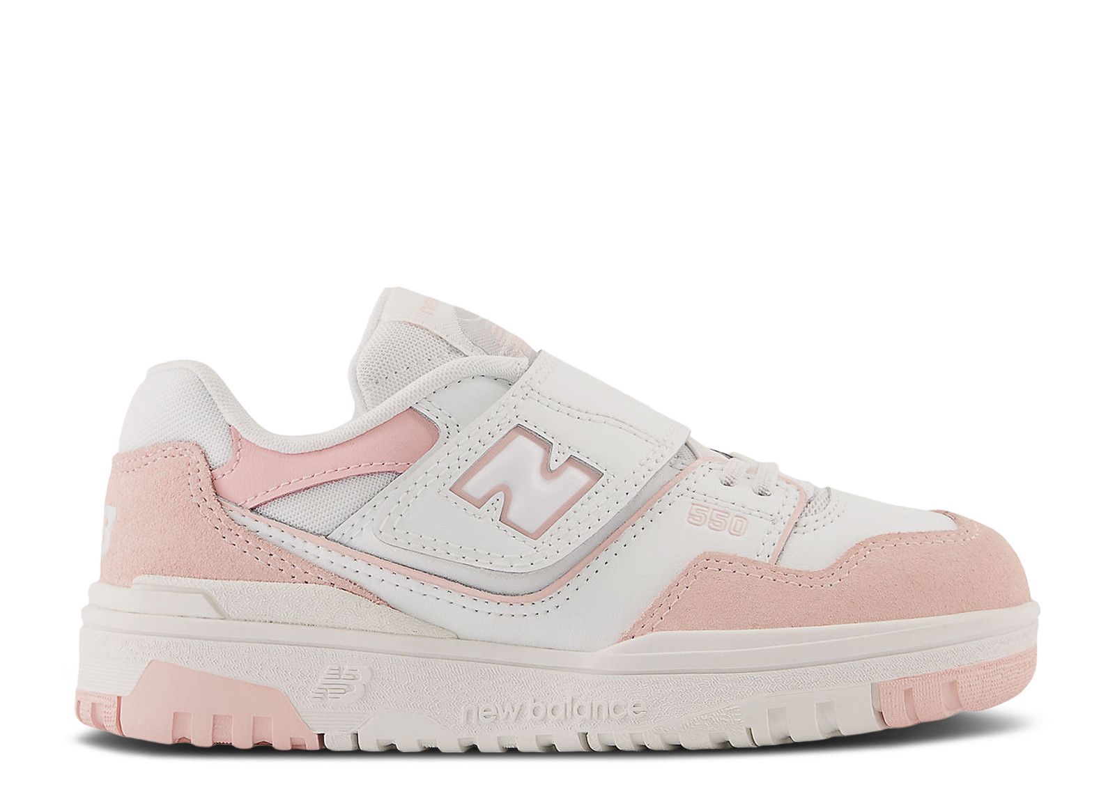 New Balance 550 Bungee Lace Top Strap Little Kid 'White Pink Haze'
