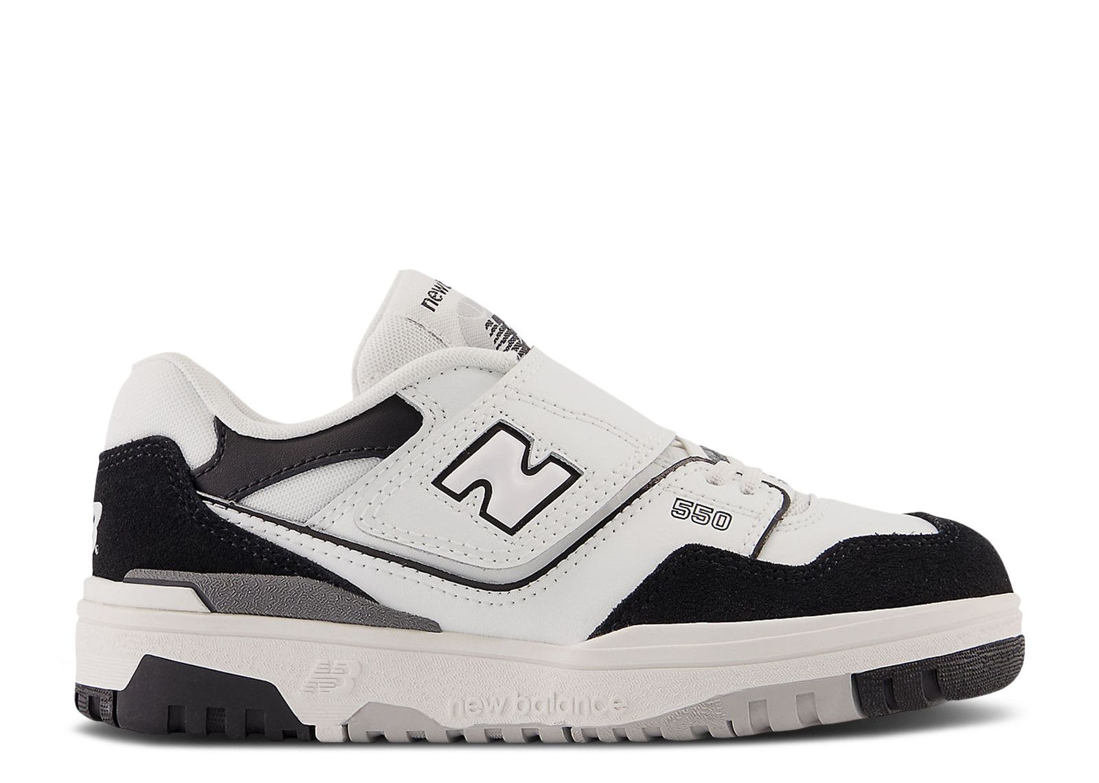 New Balance 550 Bungee Lace Top Strap Little Kid 'White Black Rain Cloud'