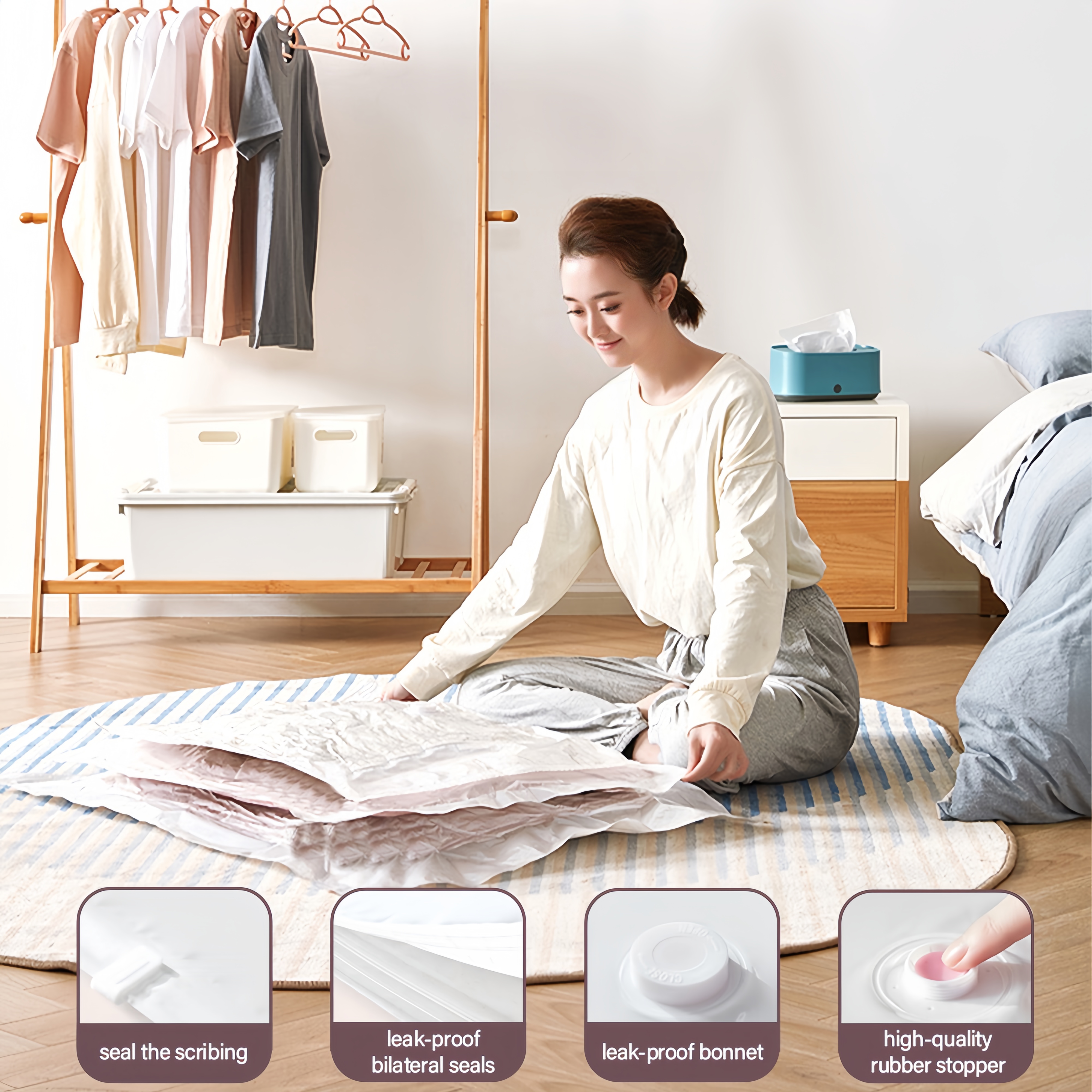 Vacuum Storage Bags 11PCS with Electric Pump – Extra Thick, Space Saver, Reusable for Quilts, Clothes, Travel