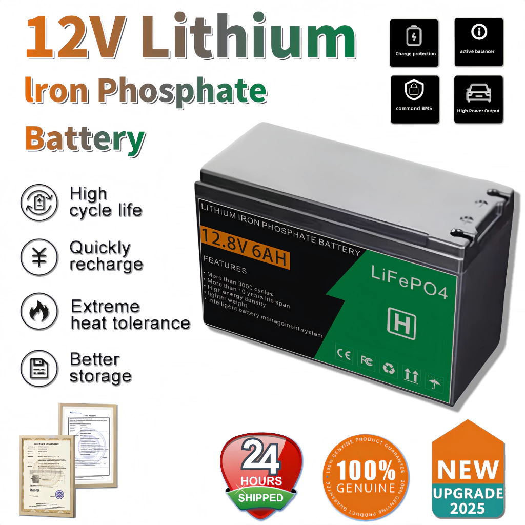 12V LiFePO4 Battery | 6AH | Rechargeable Solar Power Storage