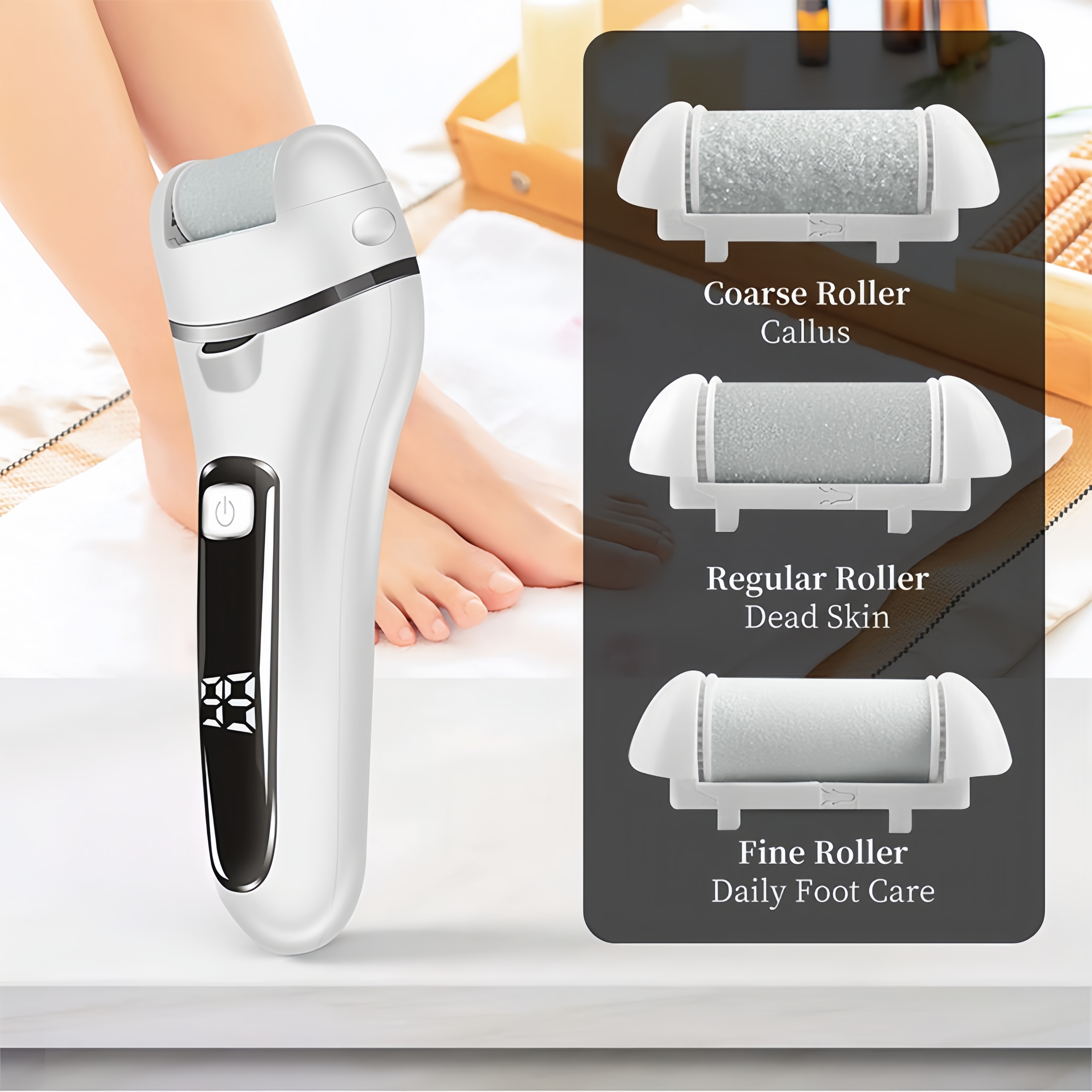 ✨ Electric Callus Remover – Smooth Feet in Seconds | 3 Rollers, LED Light, USB Rechargeable