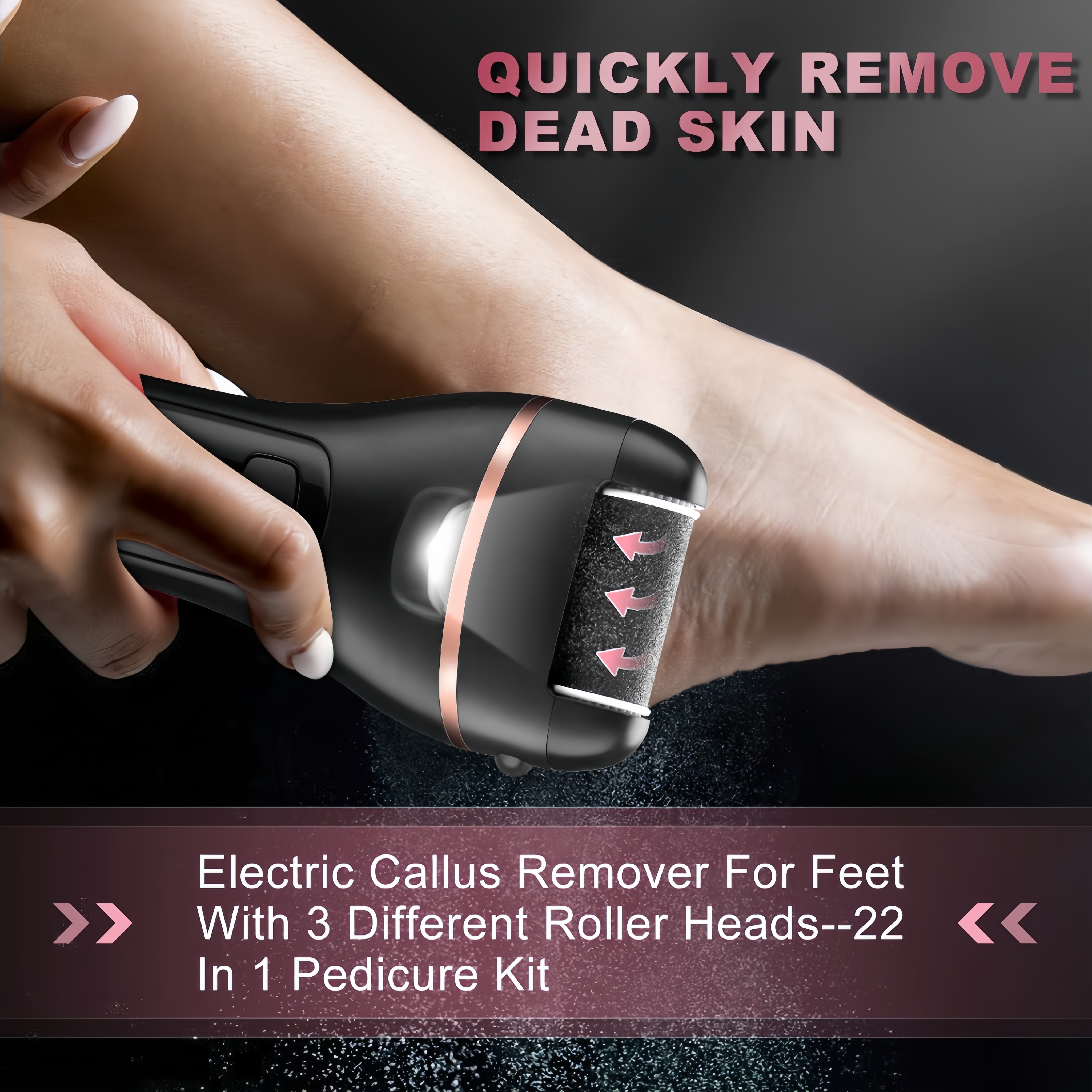 ✨ Electric Callus Remover – Smooth Feet in Seconds | 3 Rollers, LED Light, USB Rechargeable