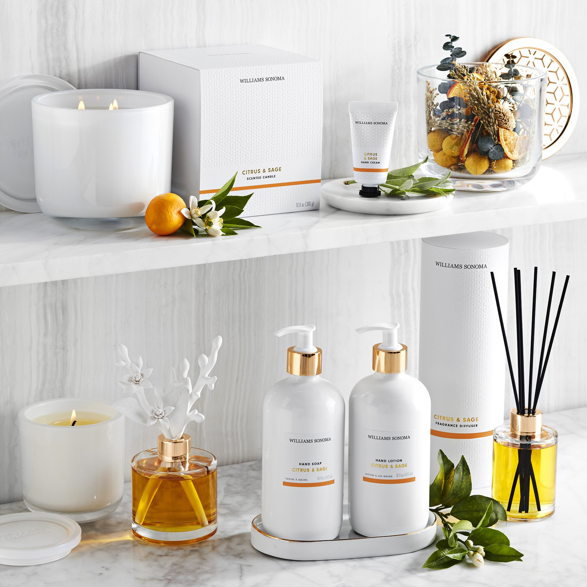 Home Fragrance Large Candle, Citrus & Sage