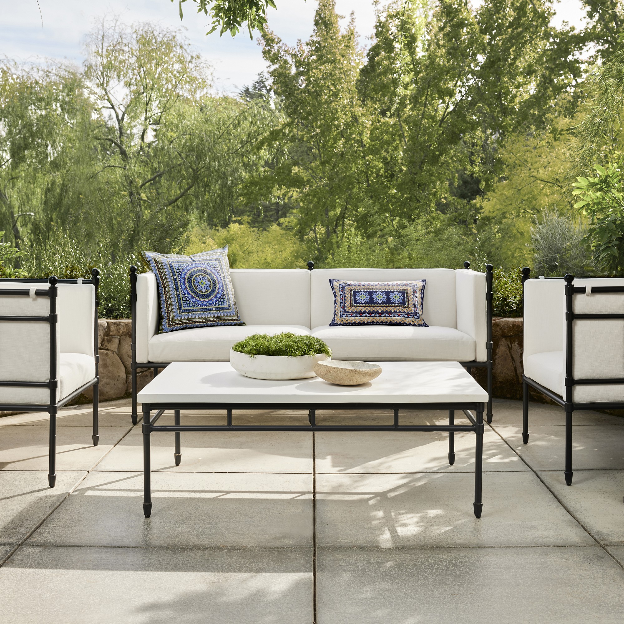 Calistoga Outdoor Fiberstone Rectangular Coffee Table (48