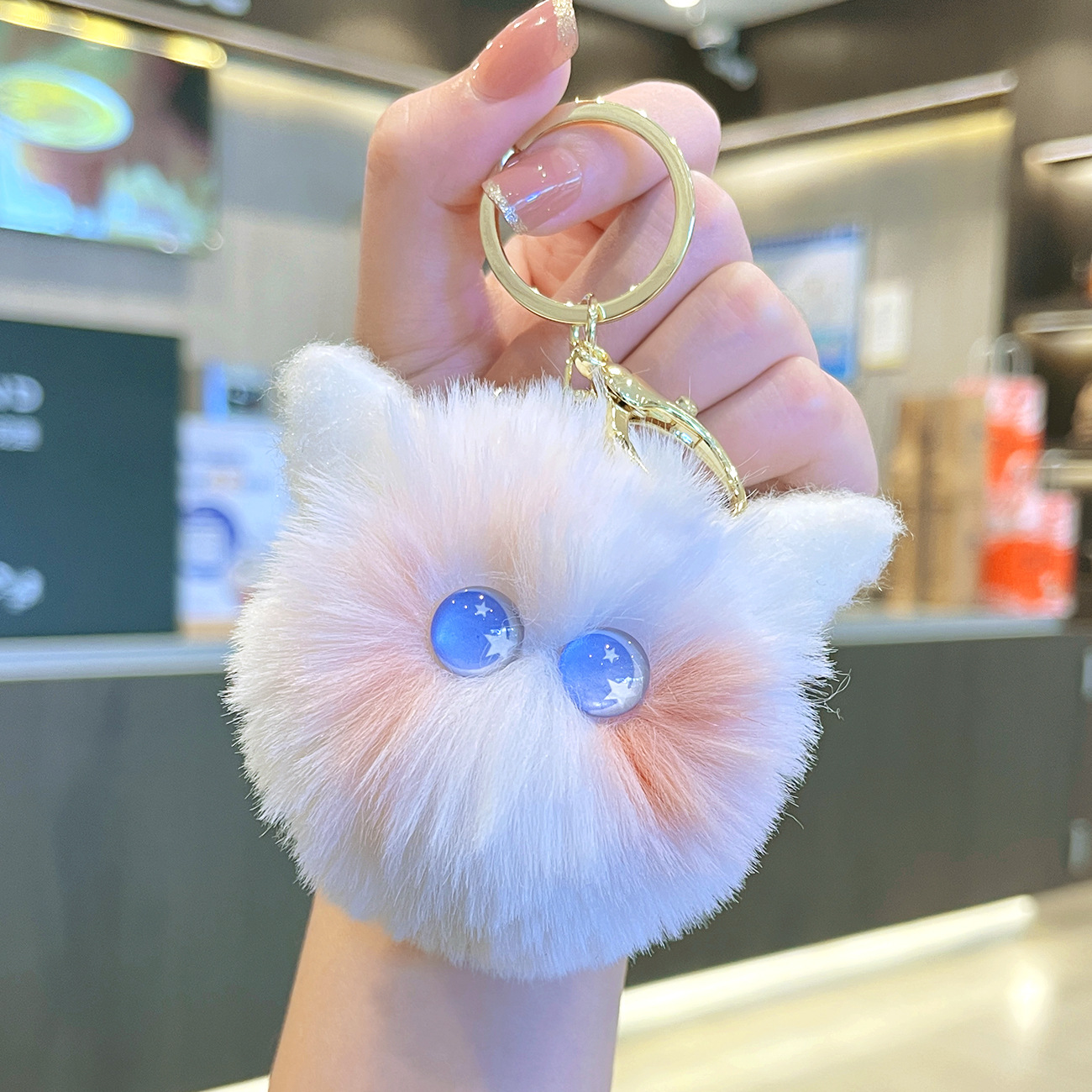 Mengxu Cute Plush Cat Head Cartoon Keychain: Versatile Charm for Cars & Backpacks